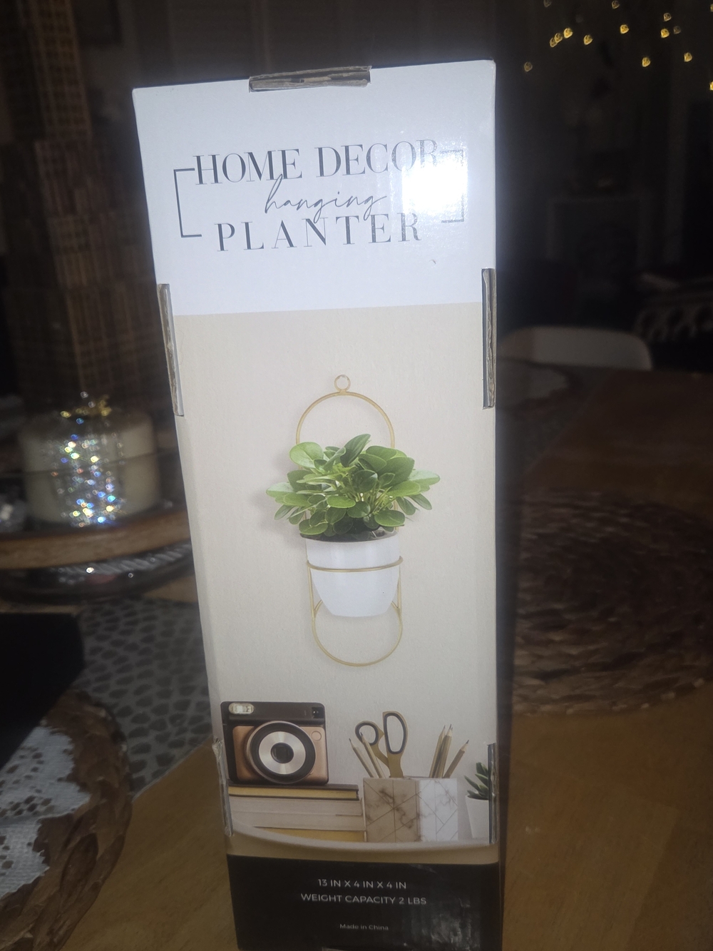 Boho Decor Hanging Planter - White & Gold NIB